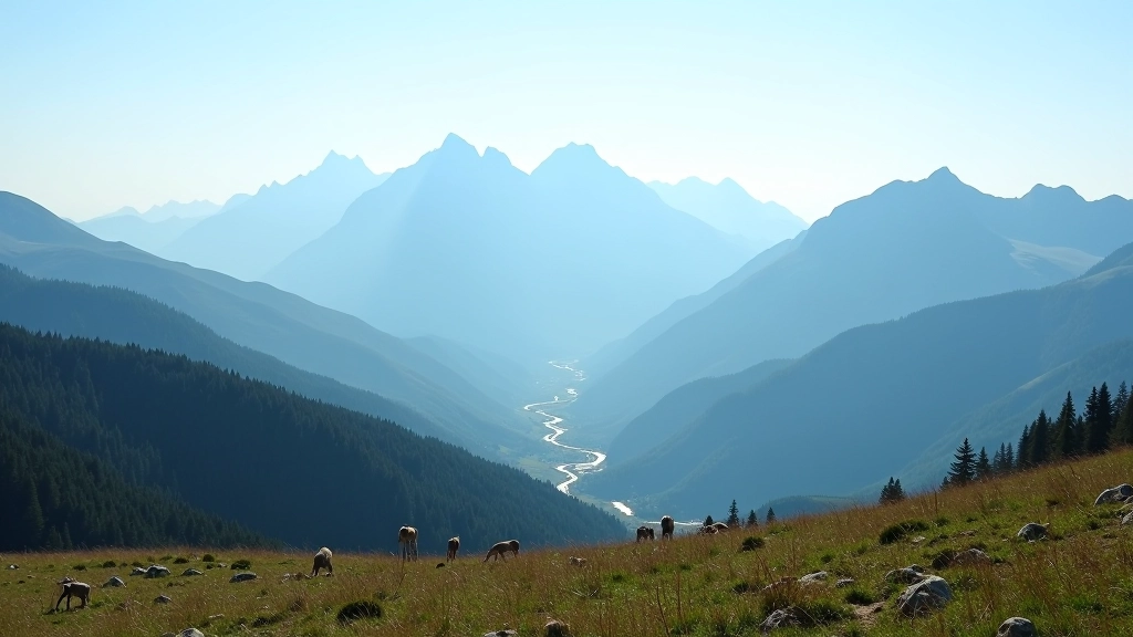 Panoramický výhled z rozhledny na horský terén s Krkonoši a Beskydami viditelný v dálce za slunečného počasí